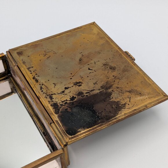 Cherished Teddies Trinket Box Glass Mirror Brass 4" x 3" x 1" - Picture 9 of 13